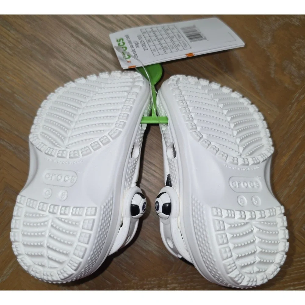 Crocs Toddler Classic Soccer Ball Clog White Black 210023-103 Size C5 NWT
